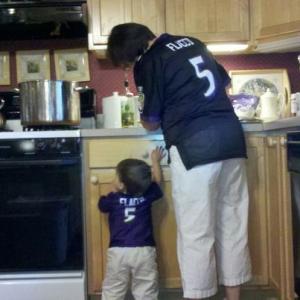 MomMom & John in their matching Ravens jerseys