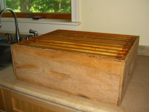 Honey box filled with honey